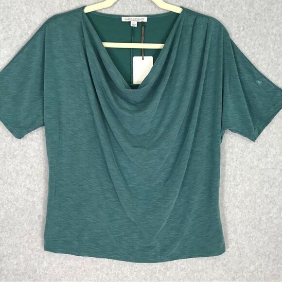Green Envelope Turquoise draped neck short dolman sleeve top size small - NWOT - Picture 8 of 8